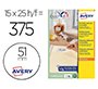 Etiqueta adhesiva avery blanca redonda removible para laser ink-jet fotocopiadora 51 mm caja de 375 unidades