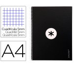Cuaderno espiral a4 micro antartik tapa forrada 80h 90 gr cuadro 5mm 1 banda 4 taladros negro