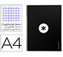 Cuaderno espiral a4 micro antartik tapa forrada 80h 90 gr cuadro 5mm 1 banda 4 taladros negro