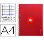 Cuaderno espiral a4 micro antartik tapa forrada 80h 90 gr cuadro 5mm 1 banda 4 taladros frambuesa