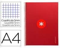 Cuaderno espiral a4 micro antartik tapa forrada 80h 90 gr cuadro 5mm 1 banda 4 taladros frambuesa