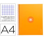 Cuaderno espiral a4 micro antartik tapa forrada 80h 90 gr cuadro 5mm 1 banda 4 taladros mostaza