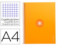 Cuaderno espiral a4 micro antartik tapa forrada 80h 90 gr cuadro 5mm 1 banda 4 taladros mostaza