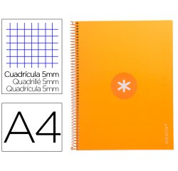 Cuaderno espiral a4 micro antartik tapa forrada 80h 90 gr cuadro 5mm 1 banda 4 taladros mostaza
