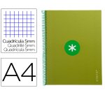 Cuaderno espiral a4 micro antartik tapa forrada 80h 90 gr cuadro 5mm 1 banda 4 taladros verde