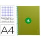 Cuaderno espiral a4 micro antartik tapa forrada 80h 90 gr cuadro 5mm 1 banda 4 taladros verde