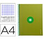 Cuaderno espiral a4 micro antartik tapa forrada 80h 90 gr cuadro 5mm 1 banda 4 taladros verde