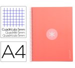 Cuaderno espiral a4 micro antartik tapa forrada 80h 90 gr cuadro 5mm 1 banda 4 taladros rosa claro