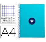 Cuaderno espiral a4 micro antartik tapa forrada 80h 90 gr cuadro 5mm 1 banda 4 taladros turquesa