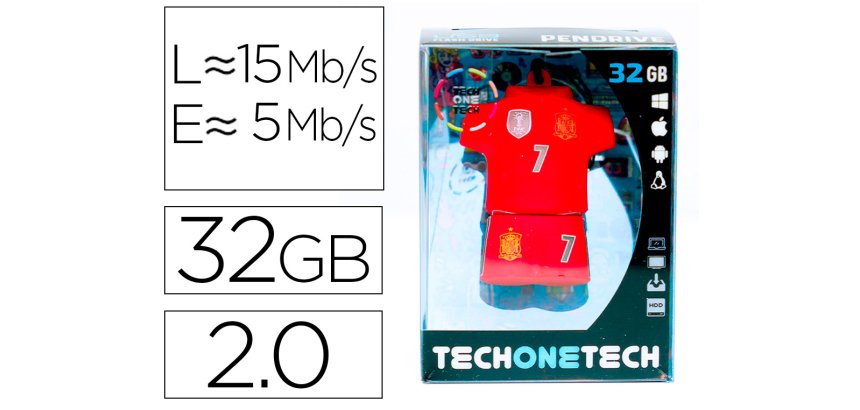 Memoria usb tech on tech seleccion futbol españa mundial brasil 32 gb