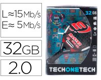 Memoria usb tech on tech raqueta padel roja 32 gb