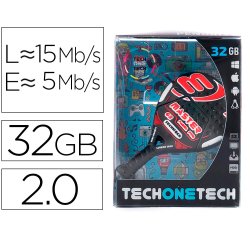 Memoria usb tech on tech raqueta padel roja 32 gb