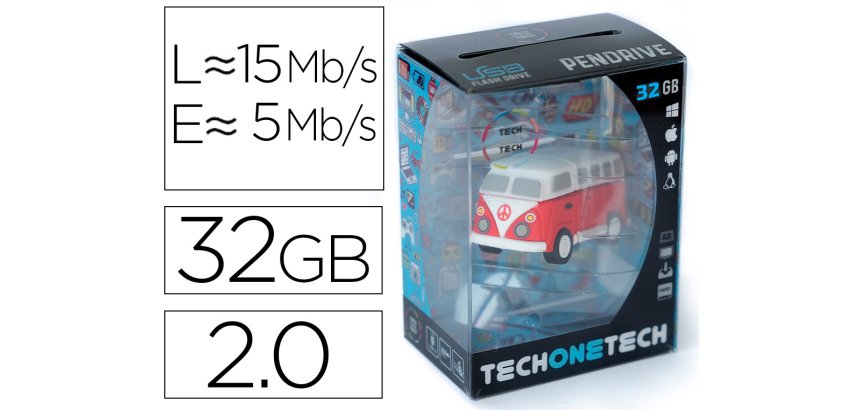 Memoria usb tech on tech hippy van bang camper 32 gb