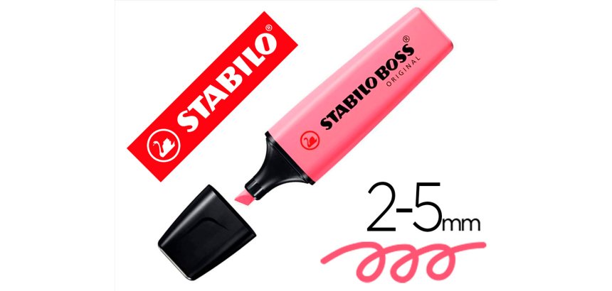 Rotulador stabilo boss fluorescente 70 pastel fucsia helado