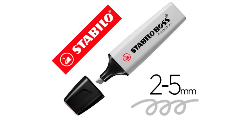 Rotulador stabilo boss fluorescente 70 pastel gris polvoriento