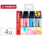 Rotulador stabilo boss fluorescente 70 pastel estuche de 4 unidades colores