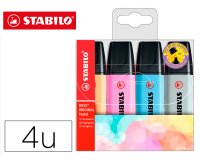 Rotulador stabilo boss fluorescente 70 pastel estuche de 4 unidades colores