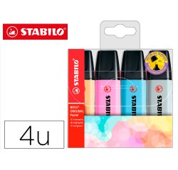 Rotulador stabilo boss fluorescente 70 pastel estuche de 4 unidades colores