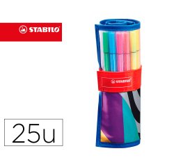 Rotulador stabilo punta de fibra pen 68 arty estuche rollerset de 25 unidades colores surtidos