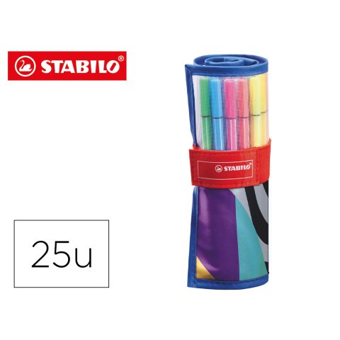 Rotulador stabilo punta de fibra pen 68 arty estuche rollerset de 25 unidades colores surtidos