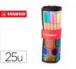 Rotulador stabilo punta de fibra point 88 art estuche rollerset de 25 unidades colores surtidos
