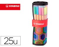 Rotulador stabilo punta de fibra point 88 art estuche rollerset de 25 unidades colores surtidos