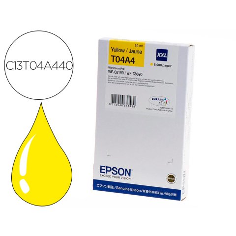 Epson WF-C8190 / WF-C8690 Cartucho Original Cartridge XXL amarillo alta capacidad (8000 páginas)