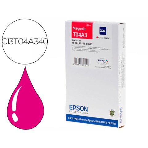 Epson WF-C8190 / WF-C8690 Cartucho original Cartridge XXL Magenta alta capacidad (8000 páginas)