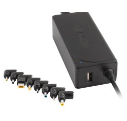 Cargador de corriente ngs automatic 45w con 8 adaptadores y salida usb 2a