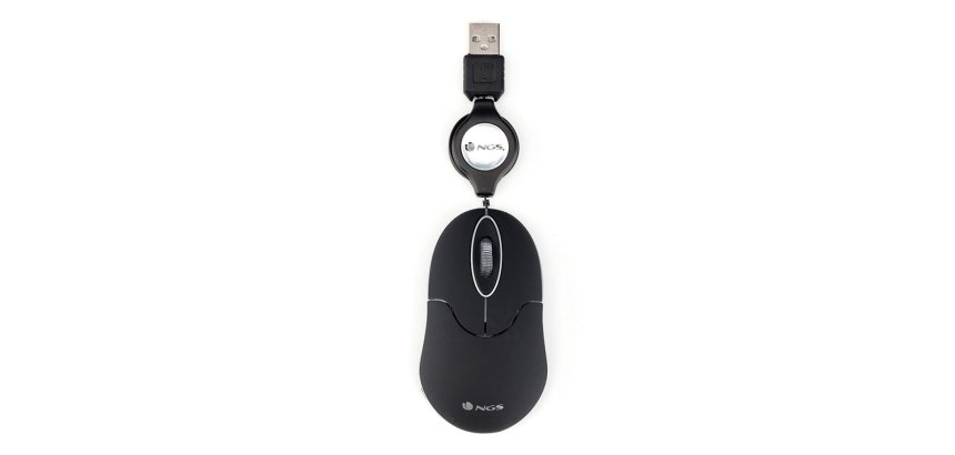 Raton ngs wired sin 1000 dpi retractil 3 botones usb color negro
