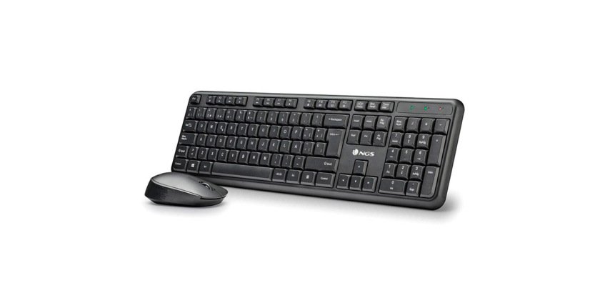 Set teclado y raton ngs harmony inalambrico silencioso con 12 teclas multimedia color negro