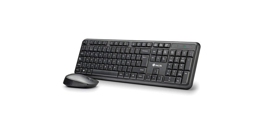 Set teclado y raton ngs harmony inalambrico silencioso con 12 teclas multimedia color negro
