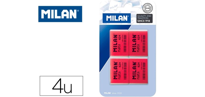 Goma de borrar milan nata 624 blister de 4 unidades