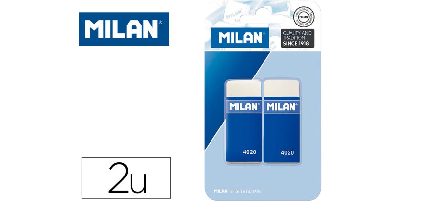 Goma de borrar milan 4020 miga de pan blister de 2 unidades
