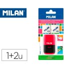 Sacapuntas milan compact touch duo plastico 2 usos con goma + 2 recambios de goma en blister