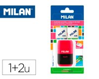 Sacapuntas milan compact touch duo plastico 2 usos con goma + 2 recambios de goma en blister