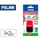 Sacapuntas milan compact touch duo plastico 2 usos con goma + 2 recambios de goma en blister