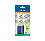 Sacapuntas milan collection plastico 2 usos + 4 gomas de borrar 430