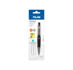 Portaminas milan capsule slim 0,5 mm + 2 recambios de goma en blister