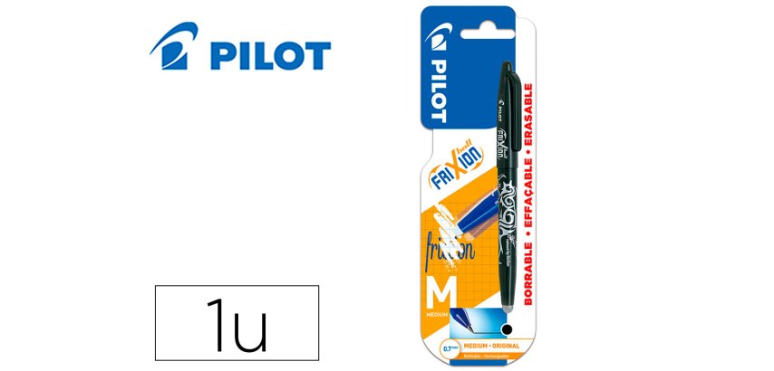 Boligrafo pilot frixion ball borrable 0,7 mm punta media negro en blister