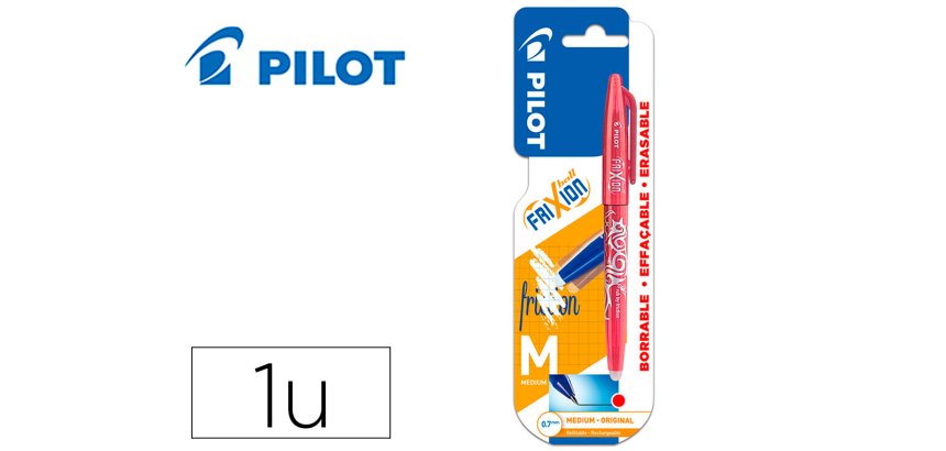 Boligrafo pilot frixion ball borrable 0,7 mm punta media rojo en blister