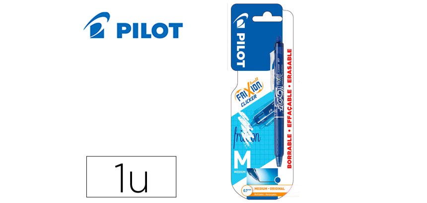 Boligrafo pilot frixion clicker borrable 0,7 mm punta media azul en blister