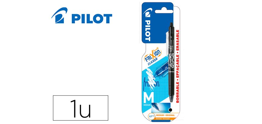 Boligrafo pilot frixion clicker borrable 0,7 mm punta media negro en blister