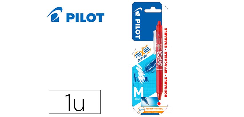 Boligrafo pilot frixion clicker borrable 0,7 mm punta media rojo en blister