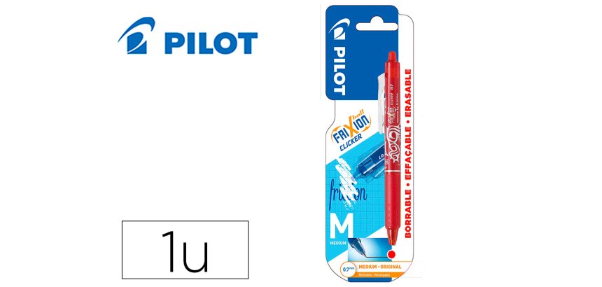 Boligrafo pilot frixion clicker borrable 0,7 mm punta media rojo en blister