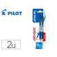 Boligrafo pilot super grip azul retractil sujecion de caucho tinta base de aceite en blister de 2 unidades