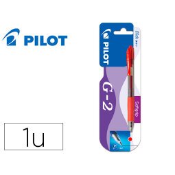 Boligrafo pilot g-2 rojo tinta gel retractil sujecion de caucho en blister