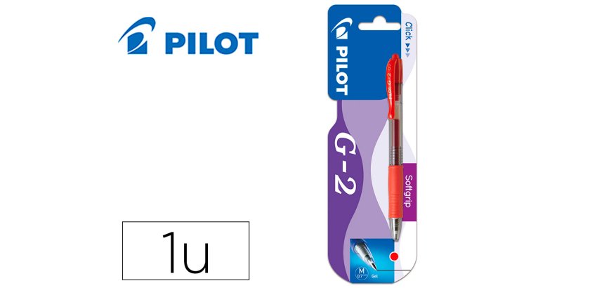 Boligrafo pilot g-2 rojo tinta gel retractil sujecion de caucho en blister