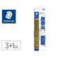 Lapices de grafito staedtler noris n.2 hb blister de 3 unidades + 1 goma de borrar mars plastic