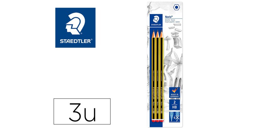 Lapices de grafito staedtler noris n.2 hb blister de 3 unidades